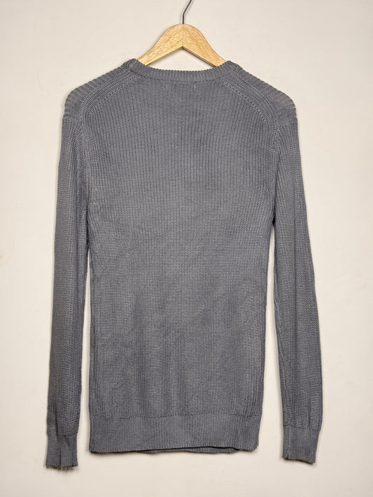 Bershka "Gray Ribbed Knit Long Sleeve Sweater"