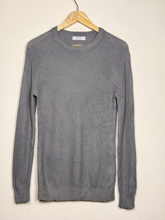 Bershka "Gray Ribbed Knit Long Sleeve Sweater"