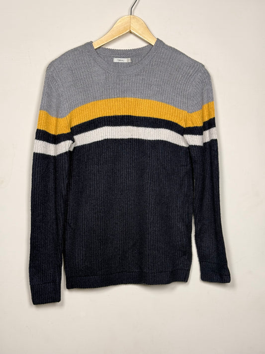 Gray, Yellow, White & Navy Colorblock Sweater by “Safera”