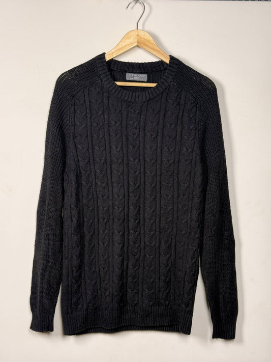 “PRIMARK” Elegant Black Cable Knit Sweater for Men 👕