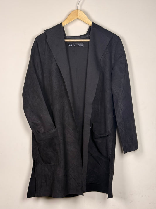 Zara : Black Suede-Stylish Coat