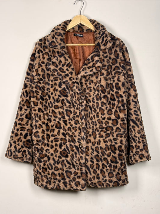 Leopard Print Fuzzy Coat by “SHEIN”