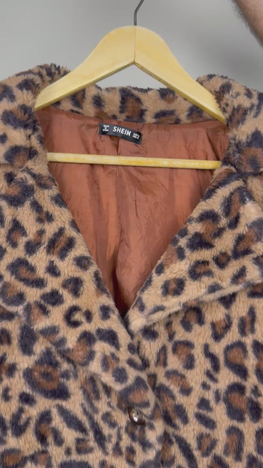 Leopard Print Fuzzy Coat by “SHEIN”